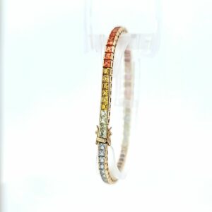 10 kt Yellow gold rainbow Sapphire bracelet