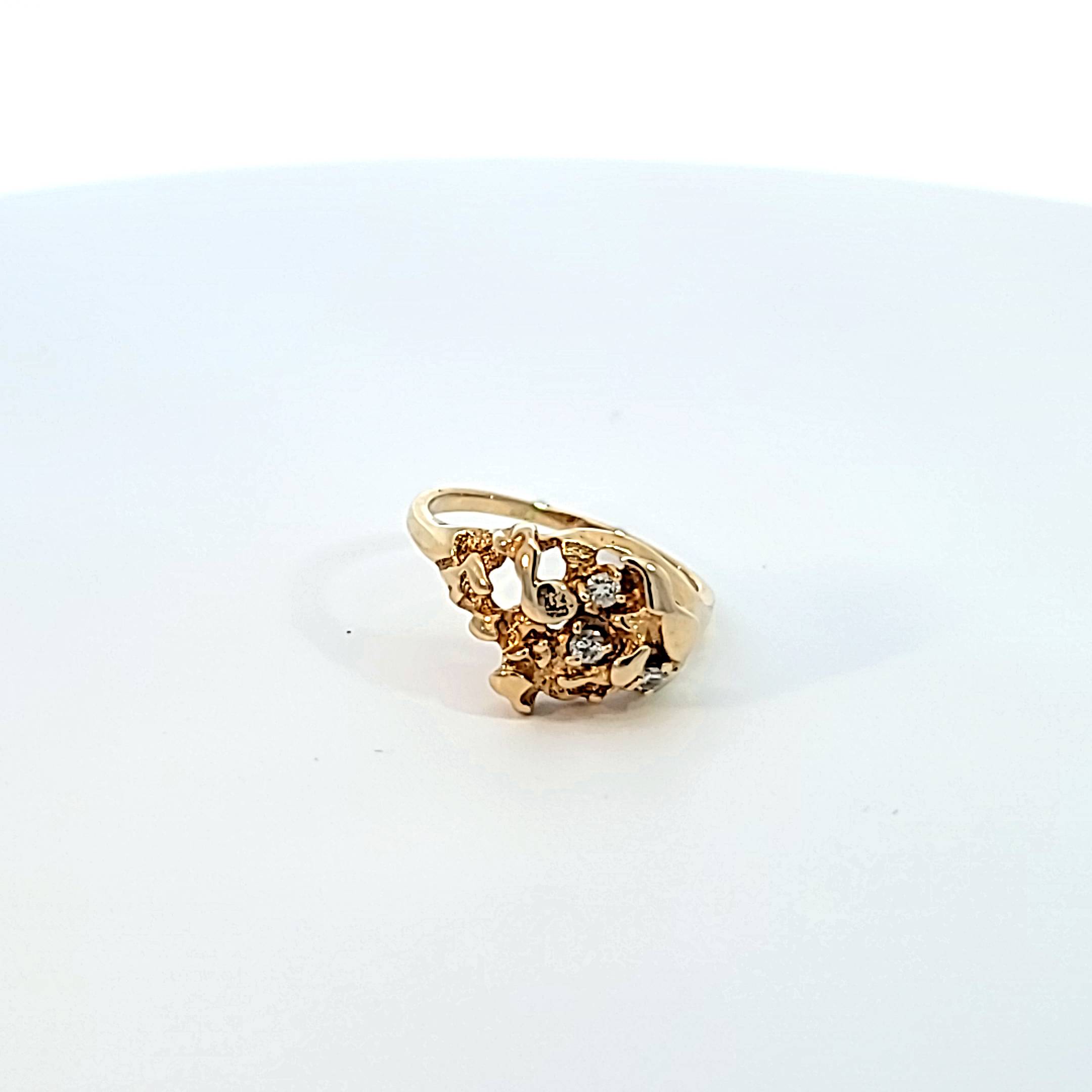 14kt yellow gold Vintage Nugget Diamond Ring