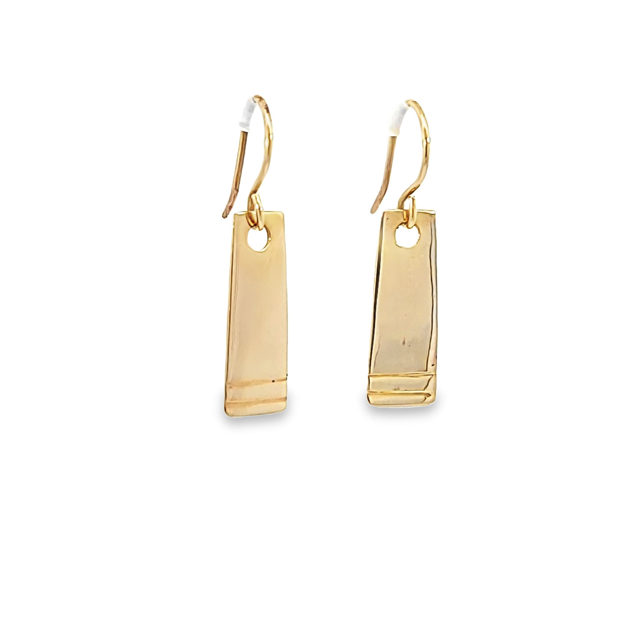 14 KT Yellow Gold Custom Lateral Bar Earring