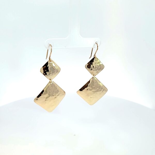 14 kt Yellow Gold Custom Hammer Drop Earring