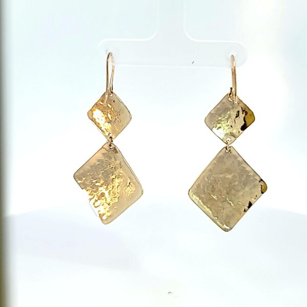 14 kt Yellow Gold Custom Hammer Drop Earring