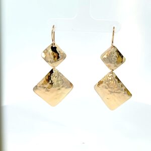 14 kt Yellow Gold Custom Hammer Drop Earring