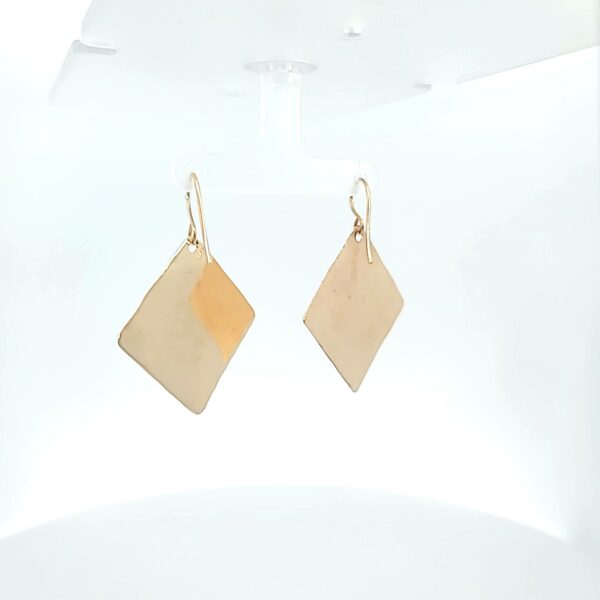 14 kt Yellow Gold Custom Square Hammer Earring