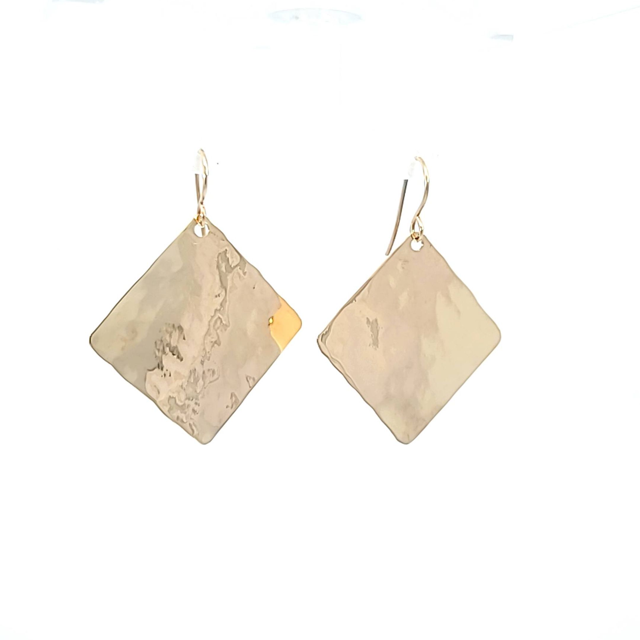 14 kt Yellow Gold Custom Square Hammer Earring