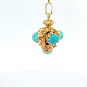 18 kt yellow gold Vintage Turquoise FOB