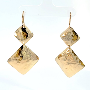 Gold Hand-Crafted Hammer Drop Earring