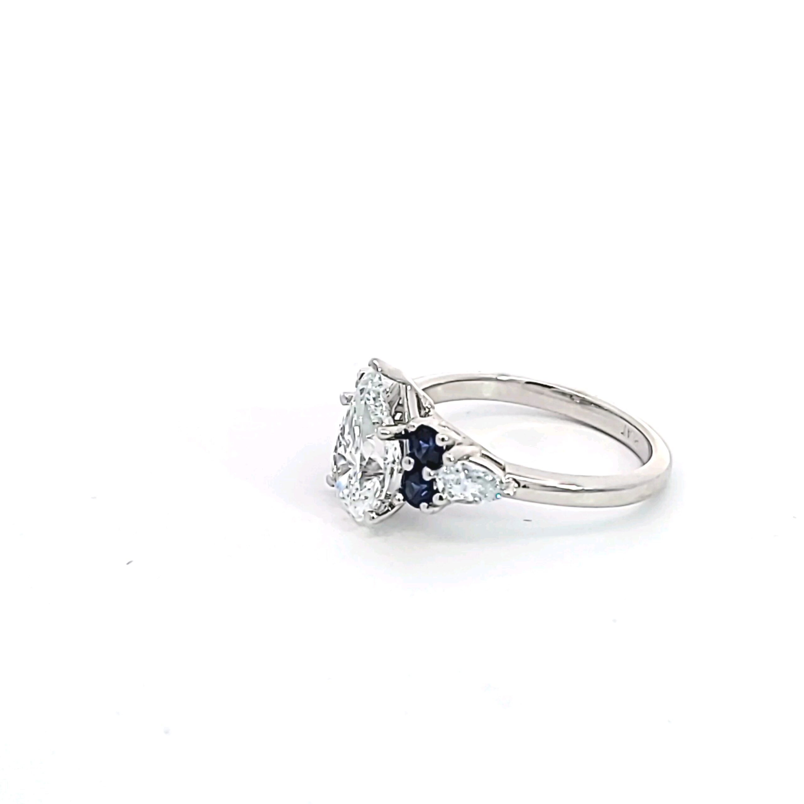 Lab Grown Pear Diamond with Sapphire Accent - Image 2