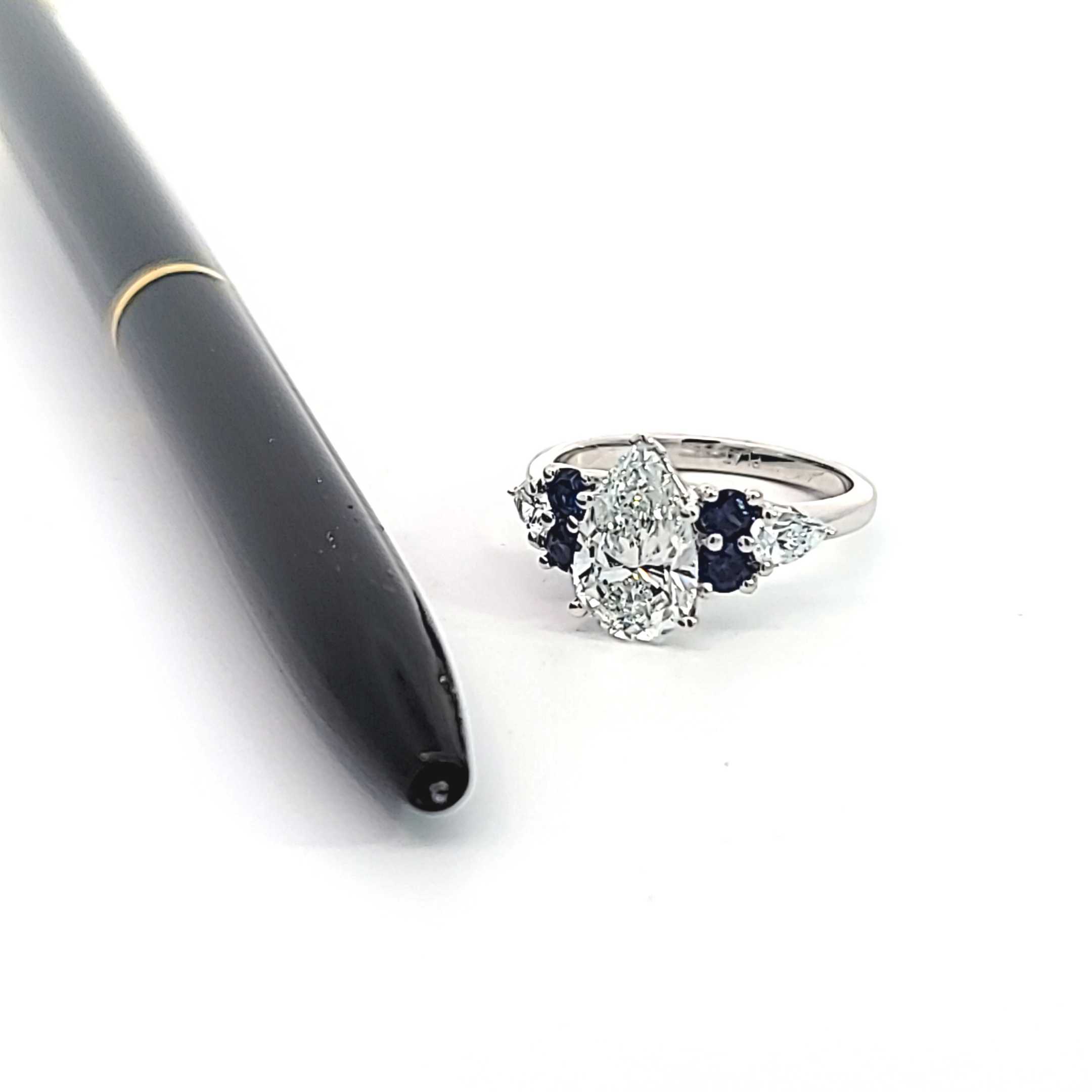 Lab Grown Pear Diamond with Sapphire Accent - Image 5