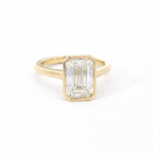 4 Carat Emerald Cut Lab Grown Bezel Set Diamond Ring