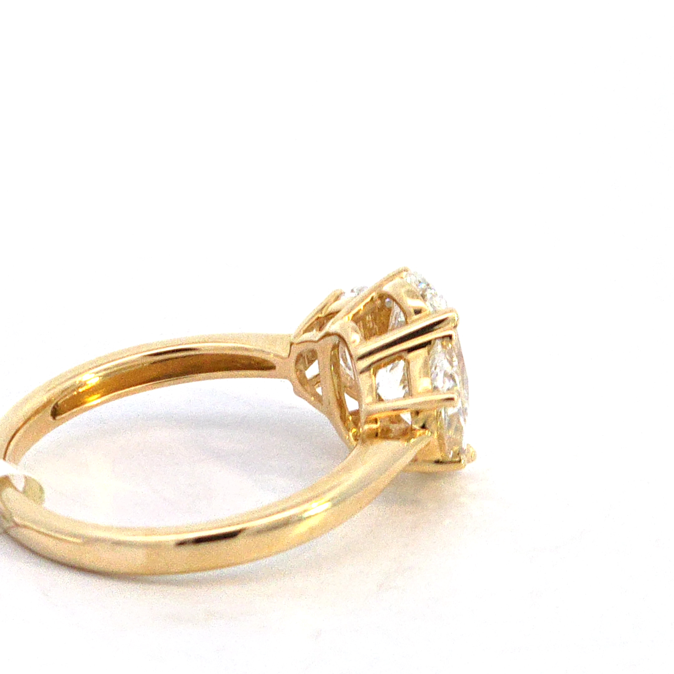 Oval Cut Lab Grown Diamond with Half Moon Sides Ring - Image 5