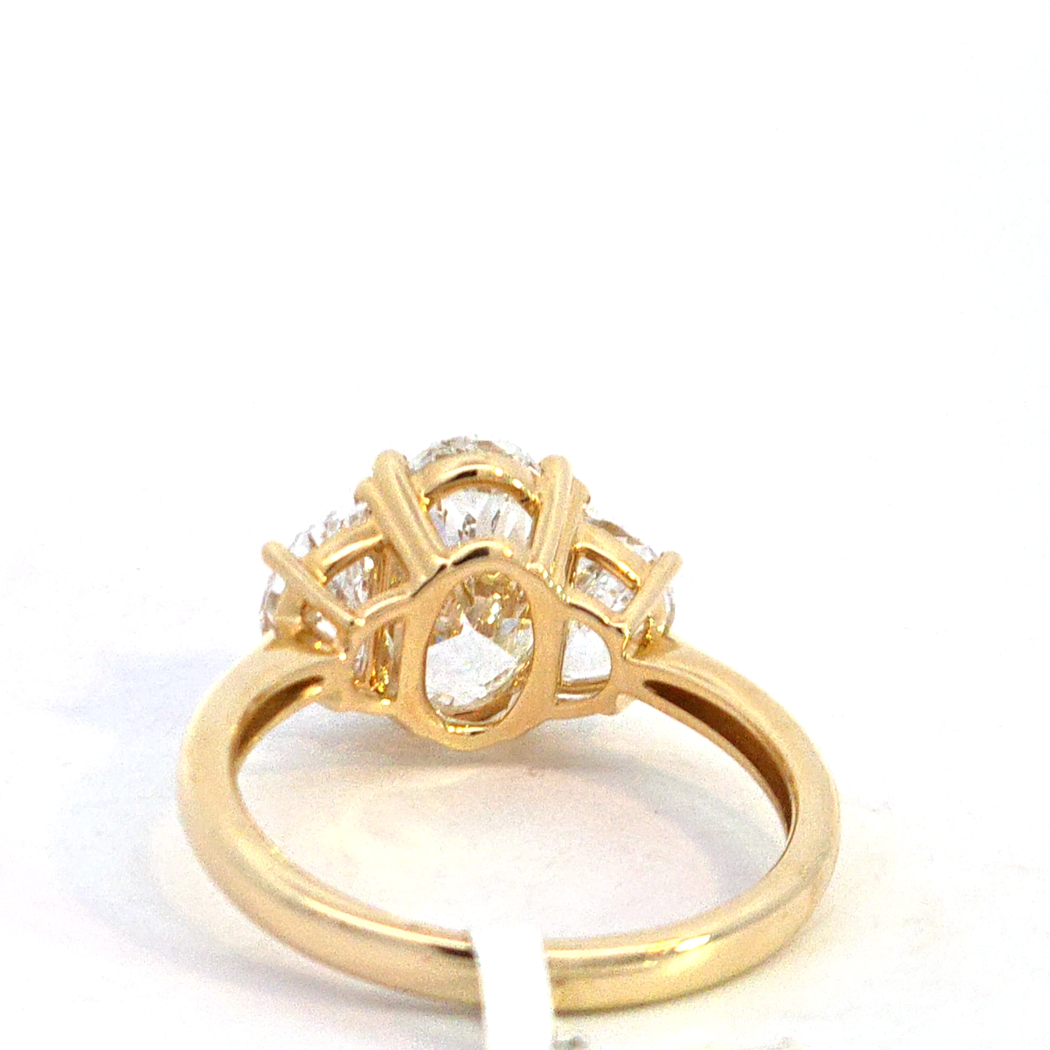 Oval Cut Lab Grown Diamond with Half Moon Sides Ring - Image 3