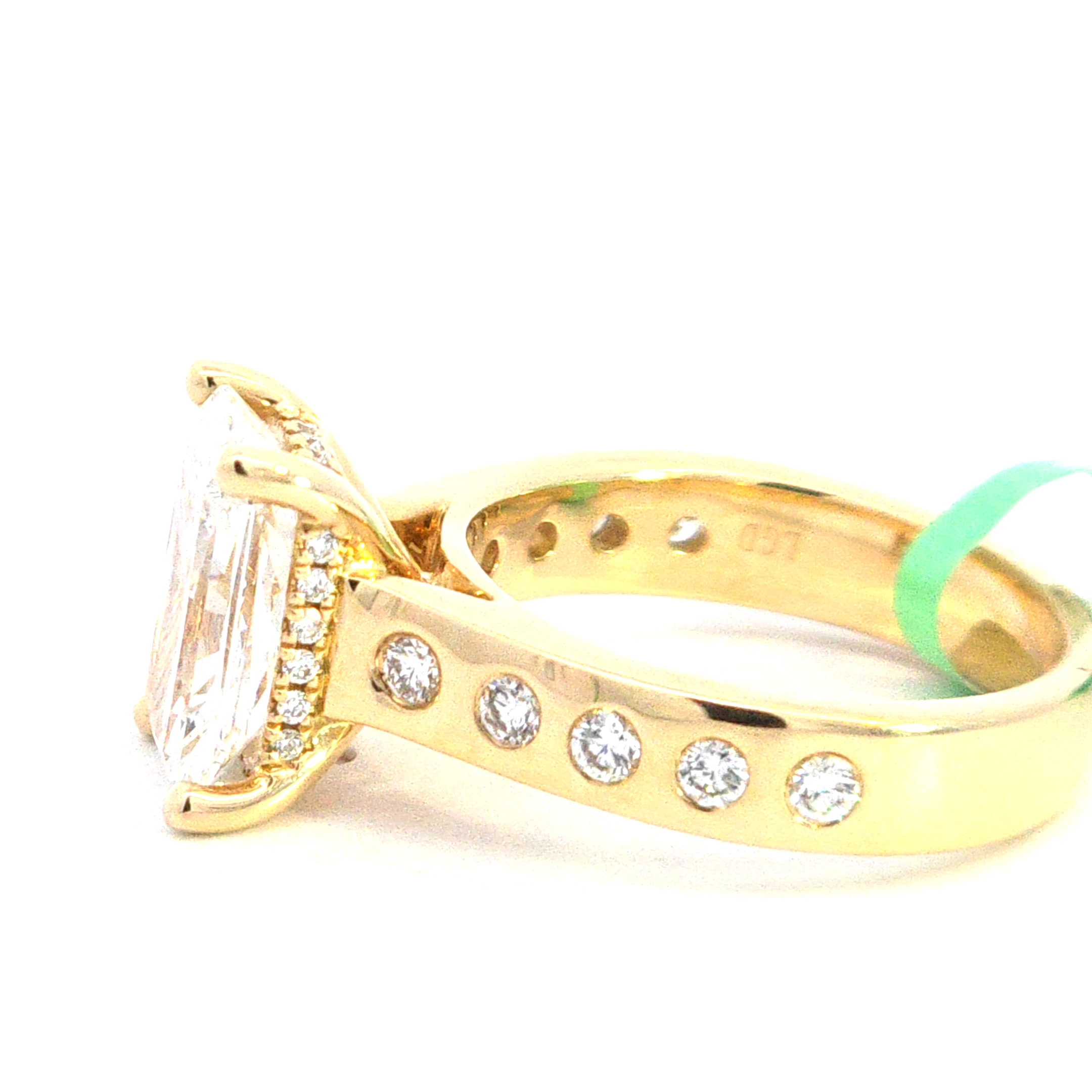 Gold 3 Carat Lab-Grown Diamond Elongated Cushion Cut Heavy Band Ring - Image 5