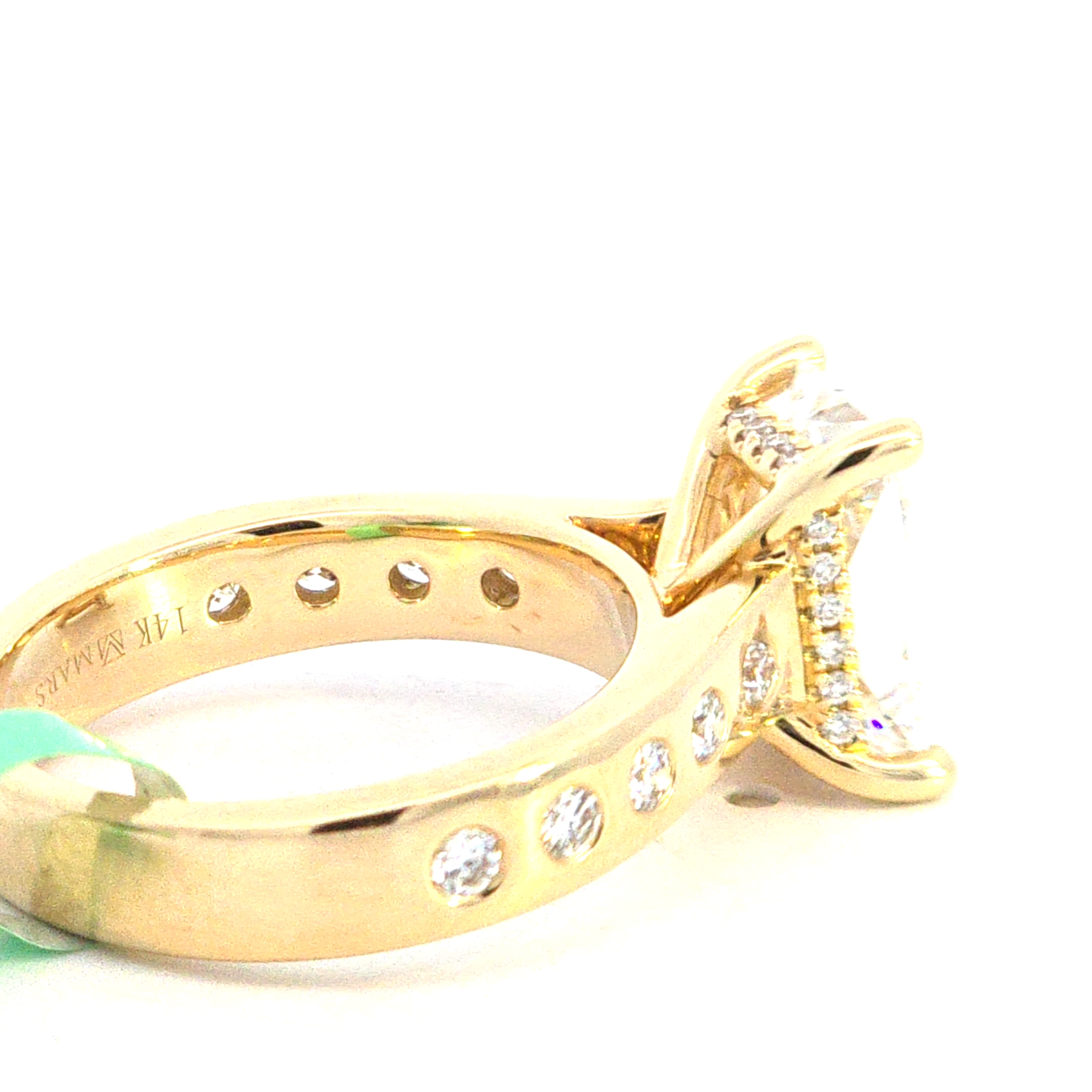 Gold 3 Carat Lab-Grown Diamond Elongated Cushion Cut Heavy Band Ring - Image 4
