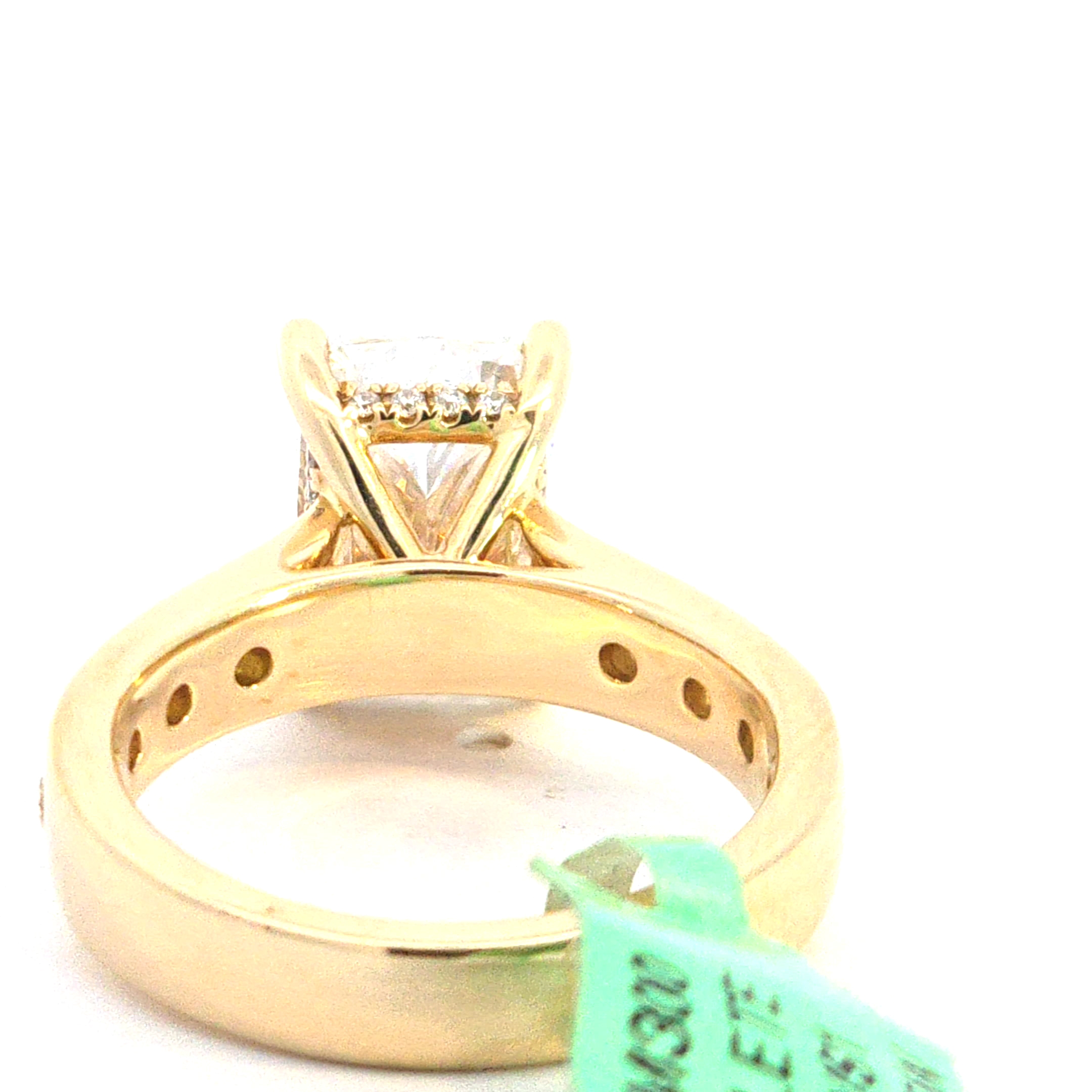 Gold 3 Carat Lab-Grown Diamond Elongated Cushion Cut Heavy Band Ring - Image 3