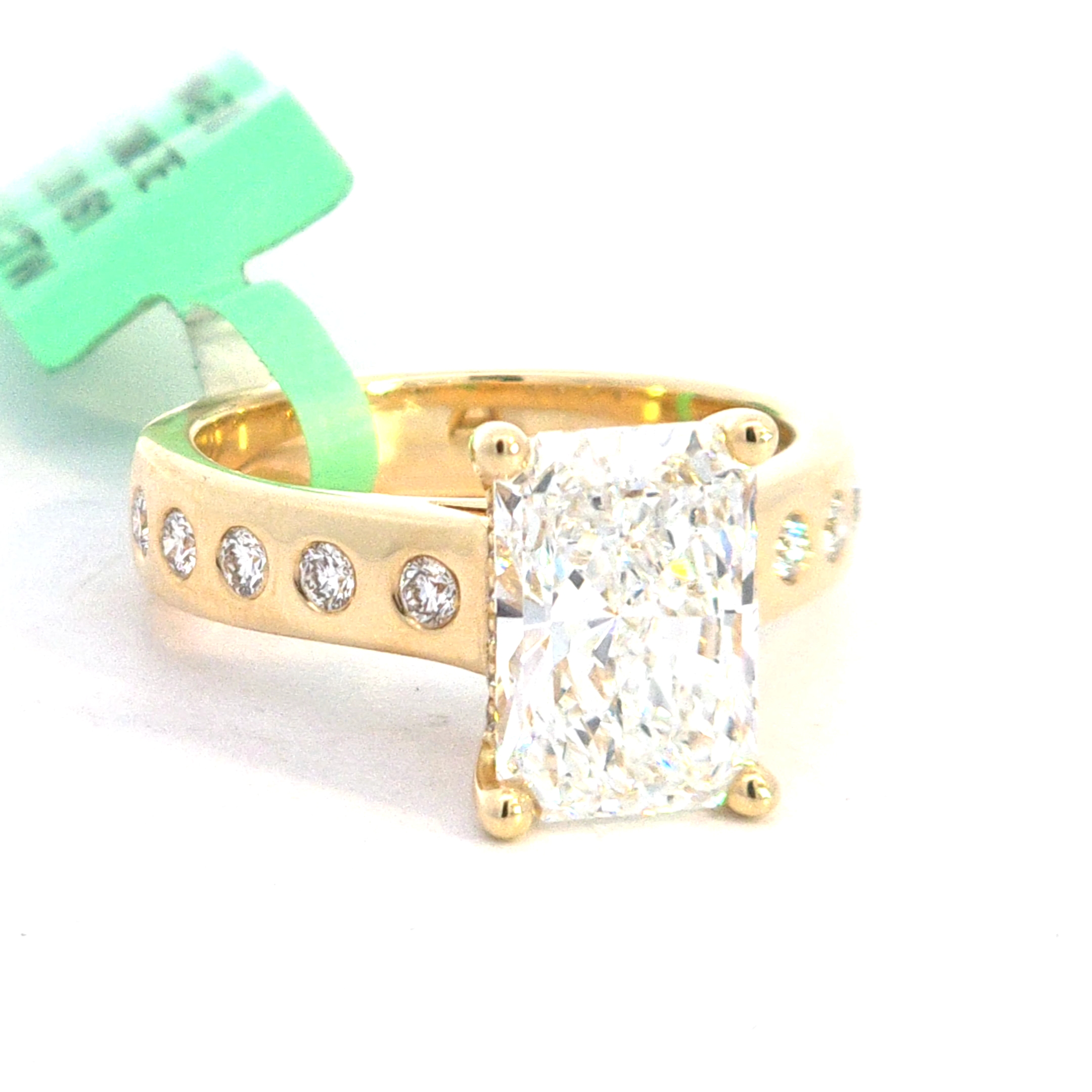 Gold 3 Carat Lab-Grown Diamond Elongated Cushion Cut Heavy Band Ring - Image 2